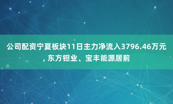 公司配资宁夏板块11日主力净流入3796.46万元, 东方钽业、宝丰能源居前