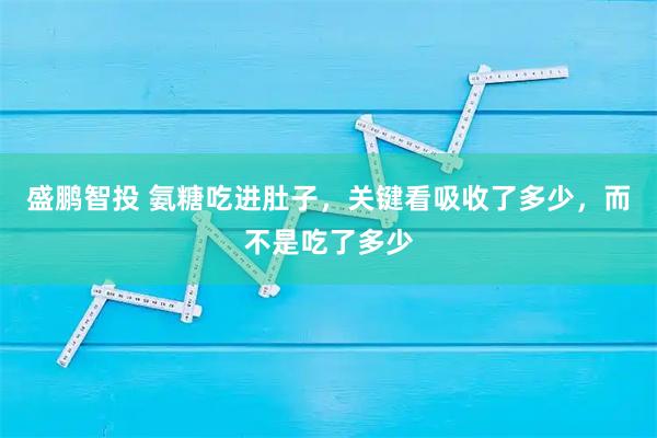 盛鹏智投 氨糖吃进肚子，关键看吸收了多少，而不是吃了多少